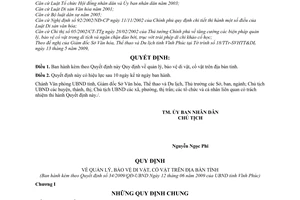 Quyết định 34/2009/QĐ-UBND quản lý, bảo vệ di vật, cổ vật t