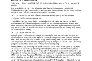 Báo cáo 238/BC-UBTVQH12 giải trình tiếp thu, chỉnh lý Luật quản lý nợ công