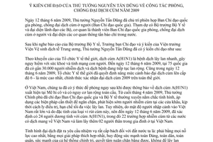 Thông báo 175/TB-VPCP chỉ đạo Thủ tướng Nguyễn Tấn Dũng công tác phòng, chống đại dịch cúm năm 2009