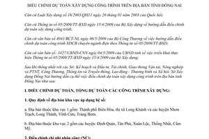 Hướng dẫn 736/HD-SXD điều chỉnh dự toán xây dựng công trình