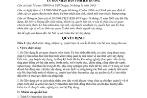 Quyết định 18/2009/QĐ-UBND chức năng nhiệm vụ quyền hạn Sở Xây dựng Hải Dương