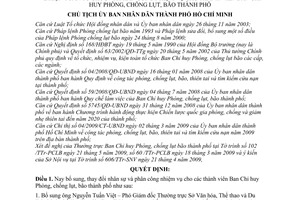 Quyết định 2988/QĐ-UBND kiện toàn tổ chức phân công nhiệm vụ thành viên ban chỉ huy phòng, chống lụt, bão thành phố Hồ Chí Minh