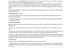 Hướng dẫn 1523/NHCS-TDSV cho vay vốn Quyết định 30/2009/QĐ-TTg hỗ trợ người lao động mất việc làm doanh nghiệp gặp khó khăn suy giảm kinh tế