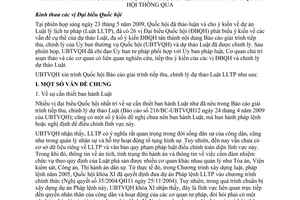 Báo cáo 244/BC-UBTVQH12 giải trình tiếp thu, chỉnh lý Luật lý lịch tư pháp trình Quốc hội thông qua