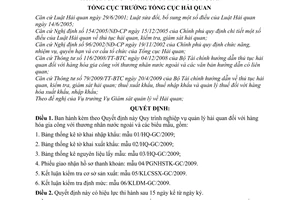 Quyết định 1179/QĐ-TCHQ ban hành quy trình nghiệp vụ quản lý hải quan hàng hóa gia công thương nhân nước ngoài