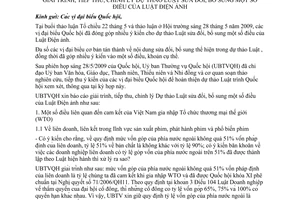 Báo cáo 245 BC/UBTVQH12 giải trình, tiếp thu, chỉnh lý dự thảo luật sửa đổi Luật điện ảnh