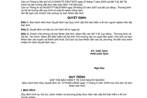 Quyết định 1219/QĐ-UBND quy trình cấp thẻ bảo hiểm y tế người nghèo