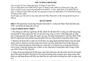 Quyết định 86/2009/QĐ-TTg phê duyệt quy hoạch tổng thể phát triển kinh tế-xã hội Thừa Thiên Huế đến năm 2020