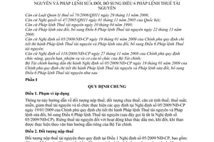 Thông tư 124/2009/TT-BTC hướng dẫn Nghị định 05/2009/NĐ-CP Pháp lệnh thuế tài nguyên Pháp lệnh sửa đổi, bổ sung