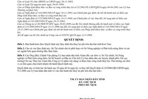 Quyết định 38/2009/QĐ-UBND quy định thu thuỷ lợi phí trên địa bàn tỉnh kon Tum