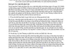 Báo cáo 249/BC-UBTVQH12 giải trình, tiếp thu, chỉnh lý dự án luật sửa đổi Luật liên quan đến đầu tư xây dựng cơ bản