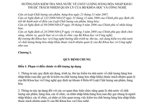 Thông tư 17/2009/TT-BKHCN kiểm tra nhà nước chất lượng hàng hóa nhập khẩu trách nhiệm quản lý Bộ Khoa học Công nghệ