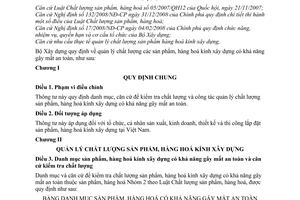 Thông tư 11/2009/TT-BXD quy định công tác quản lý chất lượng sản phẩm hàng hoá kính xây dựng