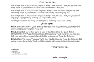 Quyết định 1319/2009/QĐ-TTCP nhiệm vụ tổ chức hoạt động Trung tâm Thông tin Trung tâm Thông tin