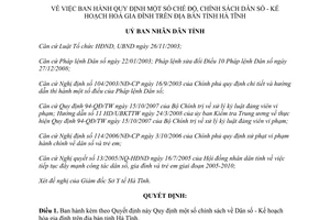Quyết định 18/2009/QĐ-UBND chế độ chính sách dân số kế hoạch hoá gia đình Hà Tĩnh