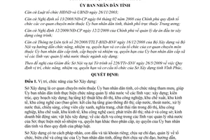 Quyết định 35/2009/QĐ-UBND chức năng nhiệm vụ quyền hạn cơ cấu Sở Xây dựng Vĩnh Phúc