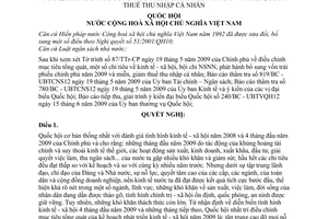Nghị quyết 32/2009/QH12 điều chỉnh mục tiêu tổng quát, một số chỉ tiêu kinh tế, ngân sách nhà nước, phát hành bổ sung trái phiếu chính phủ năm 2009