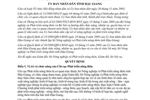 Quyết định 19/2009/QĐ-UBND chức năng nhiệm vụ Chi cục Phát triển nông thôn