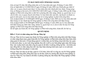 Quyết định 18/2009/QĐ-UBND  chức năng, nhiệm vụ, quyền hạn cơ cấu tổ chức bộ máy Chi cục Thủy lợi  tỉnh Hậu Giang