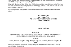 Thông báo hiệu lực Hiệp định vận chuyển hàng không giữa Việt Nam - Hy Lạp