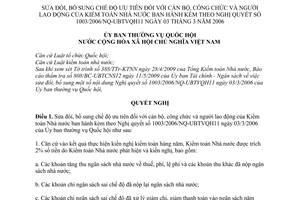 Nghị quyết 794/2009/NQ-UBTVQH12 bổ sung chế độ ưu tiên cán bộ, công chức và người lao động của kiểm toán nhà nước theo NĐ 1003/2006/NQ-UBTVQH11