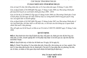 Quyết định 36/2009/QĐ-UBND đánh giá mức độ hài lòng của nhân dân Bình Thuận