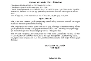 Quyết định 58/2009/QĐ-UBND chế độ chi tiêu tài chính các giải thi đấu thể thao trên địa bàn tỉnh Lâm Đồng