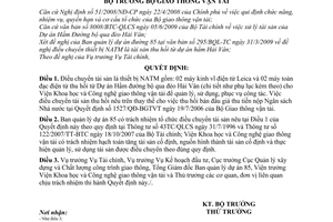 Quyết định 1815/QĐ-BGTVT xử lý tài sản thu hồi từ dự án