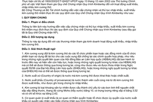 Thông tư liên tịch 14/2009/TTLT-BCT-BTC hướng dẫn cấp chứng nhận và thủ tục NKXK kim cương thô nhằm thực thi quy chế chứng nhận quy trình Kimberley