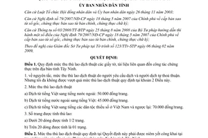 Quyết định 32/2009/QĐ-UBND thù lao dịch thuật giấy tờ tài liệu công tác chứng thực Tây Ninh