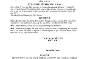 Quyết định 37/2009/QĐ-UBND phương thức, cơ chế, chính sách liên quan đầu tư phát triển nâng cấp chợ loại 2 loại 3 địa bàn tỉnh Bình Thuận