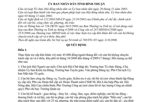 Quyết định 38/2009/QĐ-UBND trợ cấp khó khăn cán bộ không chuyên trách cấp xã thôn khu phố tỉnh Bình Thuận