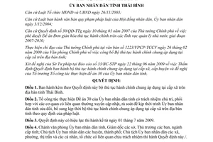 Quyết định 05/2009/QĐ-UBND công bố bộ thủ tục hành chính chung