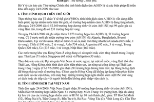Báo cáo 562/BC-BYT dịch cúm A(H1N1) biện pháp triển khai