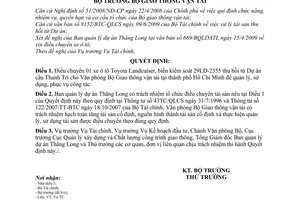 Quyết định 1826/QĐ-BGTVT xử lý tài sản thu hồi từ dự án