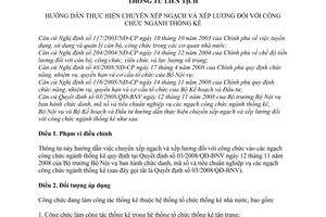 Thông tư liên tịch 03/2009/TTLT-BNV-BKH&ĐT  hướng dẫn thực hiện chuyển xếp ngạch và xếp lương đối với công chức ngành thống kê
