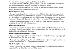 Thông tư 10/2009/TT-BGTVT kiểm tra an toàn kỹ thuật bảo vệ môi trường phương tiện giao thông cơ giới đường bộ