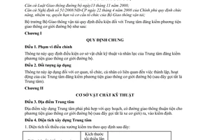 Thông tư 11/2009/TT-BGTVT điều kiện Trung tâm đăng kiểm phương tiện giao thông cơ giới đường bộ