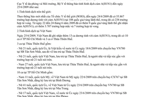 Thông báo 1069/TB-DPMT tình hình dịch cúm A H1N1