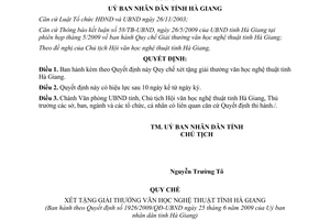 Quyết định 1926/2009/QĐ-UBND xét tặng giải thưởng văn học nghệ thuật Hà Giang