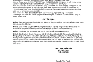 Quyết định 1554/2009/QĐ-UBND  quản lý nhà nước tài nguyên nước trên địa bàn tỉnh Bắc Kạn