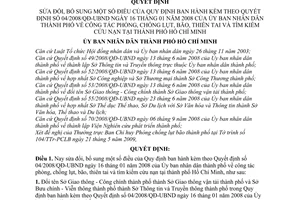 Quyết định 44/2009/QĐ-UBND sửa đổi quy định ban hành kèm Quyết định 04/2008/QĐ-UBND công tác phòng chống lụt bão thiên tai tìm kiếm cứu nạn TP.HCM