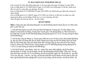 Quyết định 40/2009/QĐ-UBND tăng mức phụ cấp hàng tháng cán bộ không chuyên trách cấp xã thôn khu phố tỉnh Bình Thuận