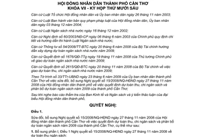 Nghị quyết 02/2009/NQ-HĐND sửa đổi Nghị quyết 15/2008/NQ-HĐND Cần Thơ