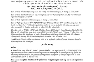 Nghị quyết 05/2009/NQ-HĐND sửa đổi Nghị quyết 81/2006/NQ-HĐND Cần Thơ
