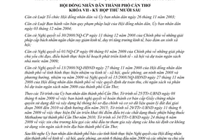 Nghị quyết 01/2009/NQ-HĐND nhiệm vụ kinh tế xã hội quốc phòng an ninh Cần Thơ