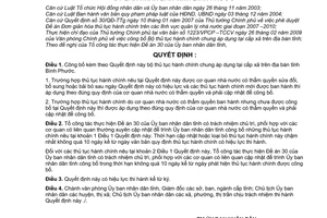 Quyết định 25/2009/QĐ-UBND bộ thủ tục hành chính chung áp dụng