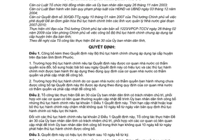 Quyết định 24/2009/QĐ-UBND Bộ thủ tục hành chính chung áp dụng tại cấp