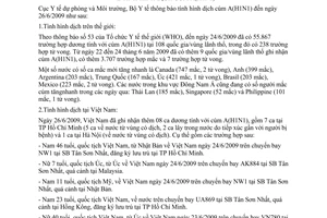 Thông báo 1078/TB-DPMT tình hình dịch cúm A H1N1