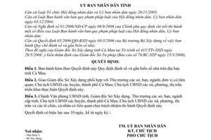 Quyết định 12/2009/QĐ-UBND  đánh số gắn biển số nhà trên địa bàn tỉnh Cà Mau